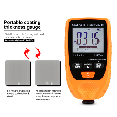 Digital Thickness Gauges Paint Coat Ca Tester With Backlight Film Thickness Gauge GM998